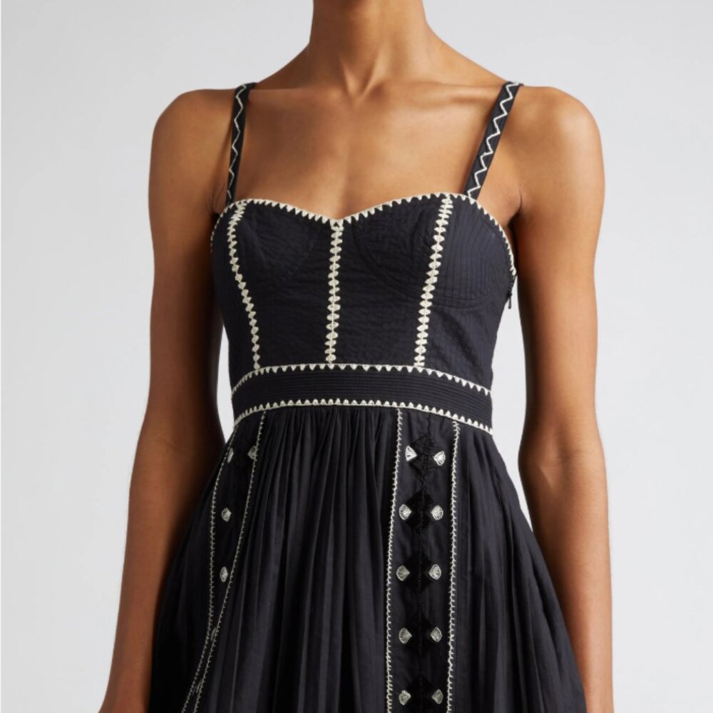 Ulla Johnson Elin Cotton Black Day Dress Size 12